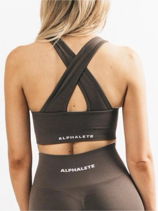 Alphalete Other - Alphalete Amplify Cross Back Sports Bra Taupe Brown